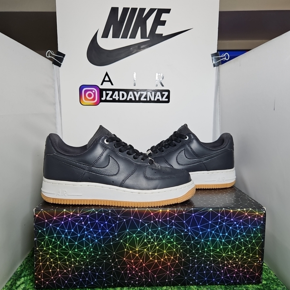 Size 7- Nike Air Force 1 07' PRM Off Noir Black  896185-008 Wmn. Gum BottomFits